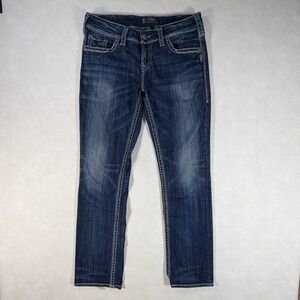 Silver Jeans Co Suki Straight Dark Wash Pants Denim Jeans L9316SDA373